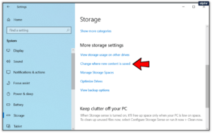 Click Change Where New Content is Saved; Source: alphr.com