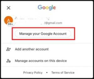 Select Manage your Google Account; Source: alphr.com