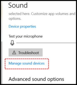 Click Manage Sound Devices; Source: alphr.com