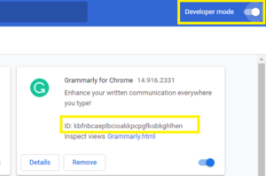 Enable Developer Mode and note Extension ID; Source: alphr.com