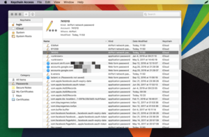 List of accounts in Keychain app; Source: alphr.com