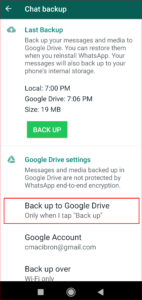 Select Backup to Google Drive; Source: alphr.com