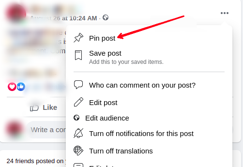 how do i manage pinned posts on facebook