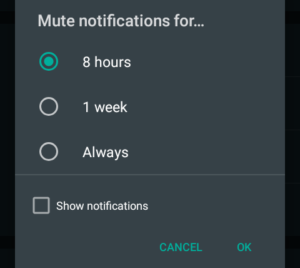 Specify duration of muting