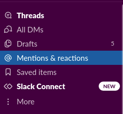 Click @Mentions & Reactions at the top left corner