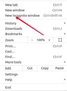 Click New Incognito Window