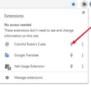 Click the pushpin beside the extension; Photo by About Device