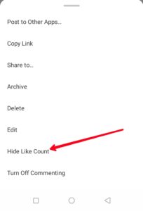 Tap Hide Like Count; Photo by About Device