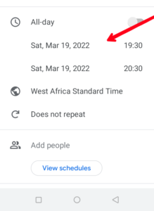 Enter the meeting date and time; Source: About Device