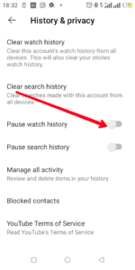 Turn on Pause Watch History; Source: aboutdevice.com