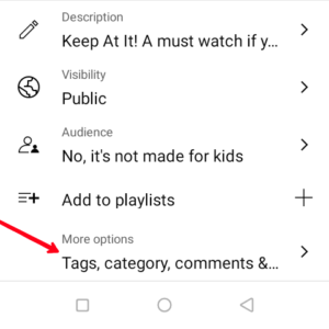 Tap "Tags, Category, Comments & More."; Source: About Device