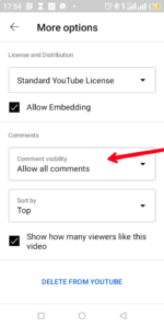 Select Disable Comments; Source: About Device