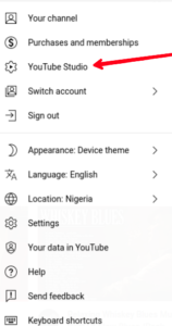 Select YouTube Studio; Source: About Device