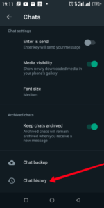 Select "Chats History"; Source: About Device