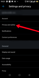 Select "Privacy and Safety"; Source: About Device