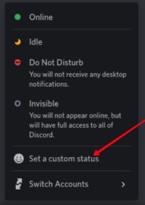 Select "Set a Custom Status"; Source: About Device