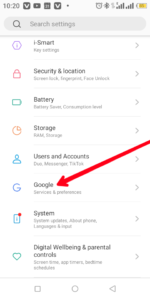 Open Google Settings; Source: About Device