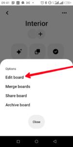 Select "Edit Board"; Source: About Device