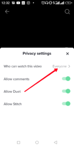 Tap "Who can watch this video"; Source: About Device