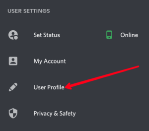 Select "User Profile"; Source: About Device