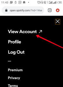 Select "View Account"; Source: About Device