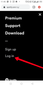 Tap "Log in"; Source: About Device