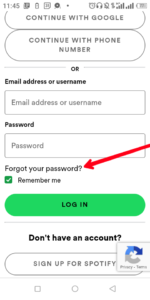Select "Forgot Password?"; Source: About Device