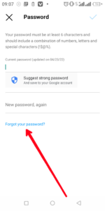 Select "Forgot your Password"; Source: About Device