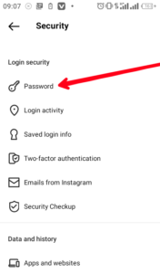 Tap "Password"; Source: About Device