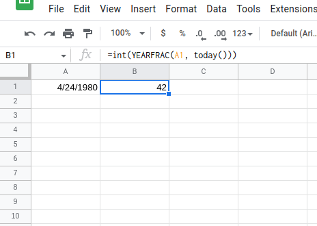 How to Calculate Age from Birthdate in Google Sheets • About Device