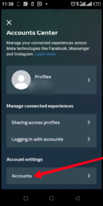 Click "Accounts"; Source: About Device