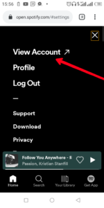Select "View Account"; Source: About Device
