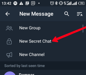 Select "New Secret Chat"; Source: About Device